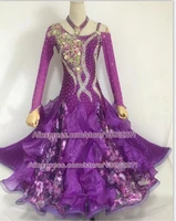 standard ballroom dance skirt 2022 ladys new design long sleeve purple waltz ballroom competition dance dresses women