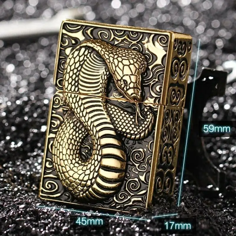 

New Zorro Zuiver Koper Relief Heavy Armor Snake Slijpschijf Type Ontsteking Winddicht Hoogwaardige Bully Gas Kerosine Lichter