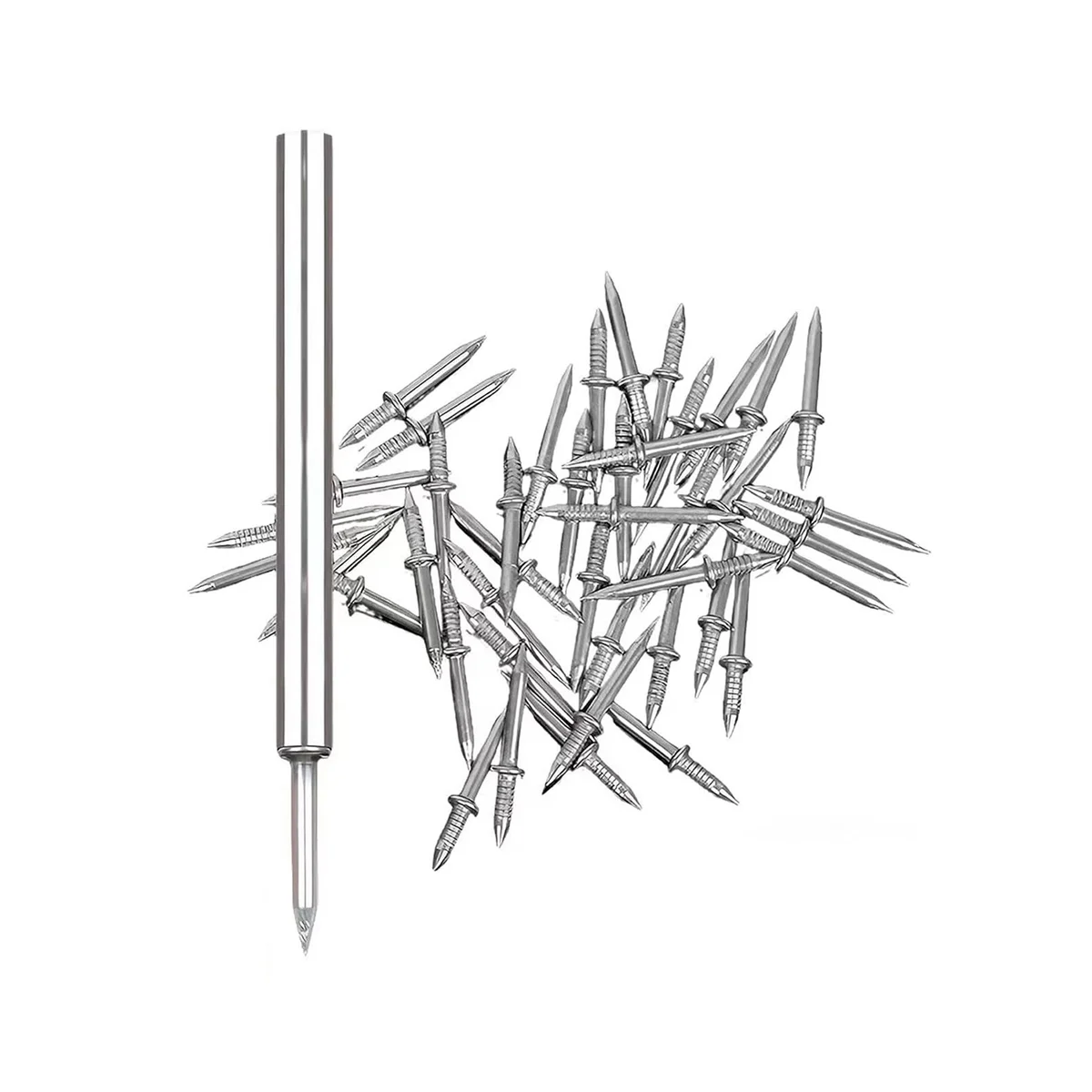 

100Pcs Double-Head Skirting Thread Seamless Nail, Skirting Line Without Marks Nail, Seamless Nail with Nail Sleeve Tool