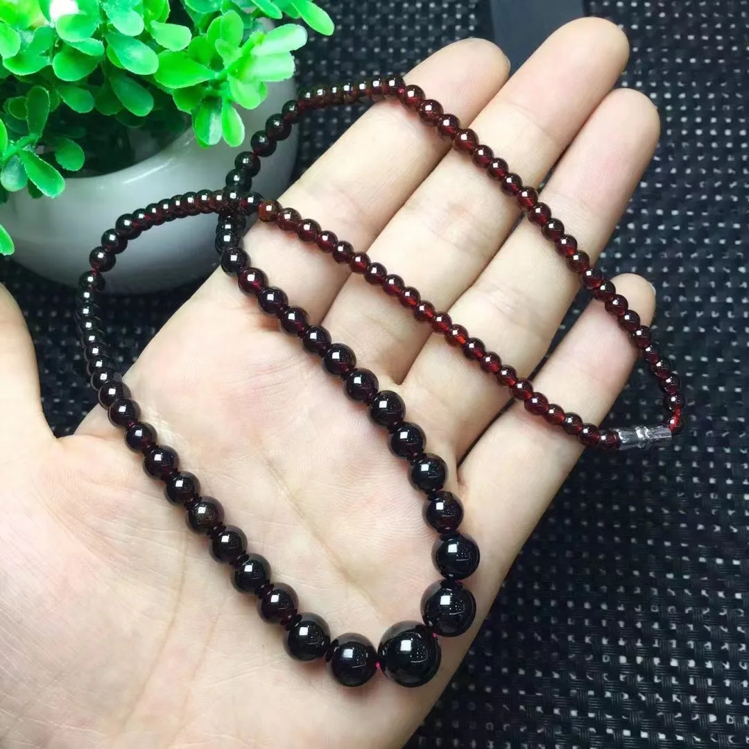 

3 мм до 9 мм, Популярная оптовая продажа, натуральный гранат, кристалл, исцеляющий драгоценный камень, ожерелье из бисера, модные ювелирные изделия для подарка