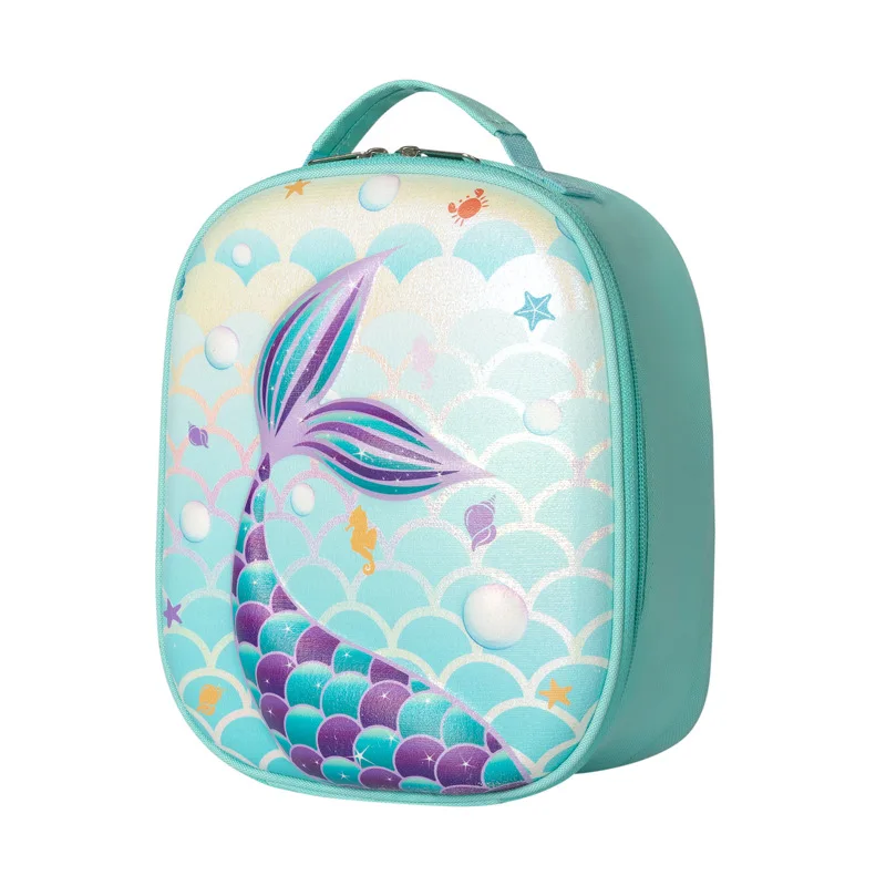 

Блестящая розовая сумка для ланча в форме русалки для женщин и девочек, детский мешок для пикника, большой контейнер с передним карманом для...