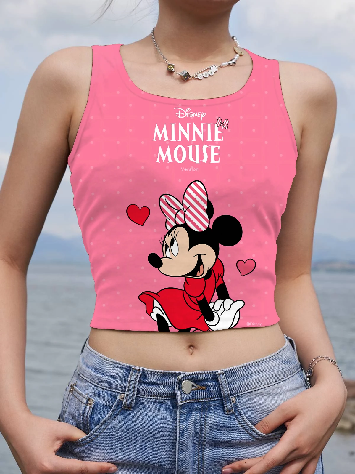 

Модный укороченный топ, женская сексуальная майка, женская одежда Disney, топы с Микки и Минни Маусом, женская футболка, корсет для йоги и фитне...
