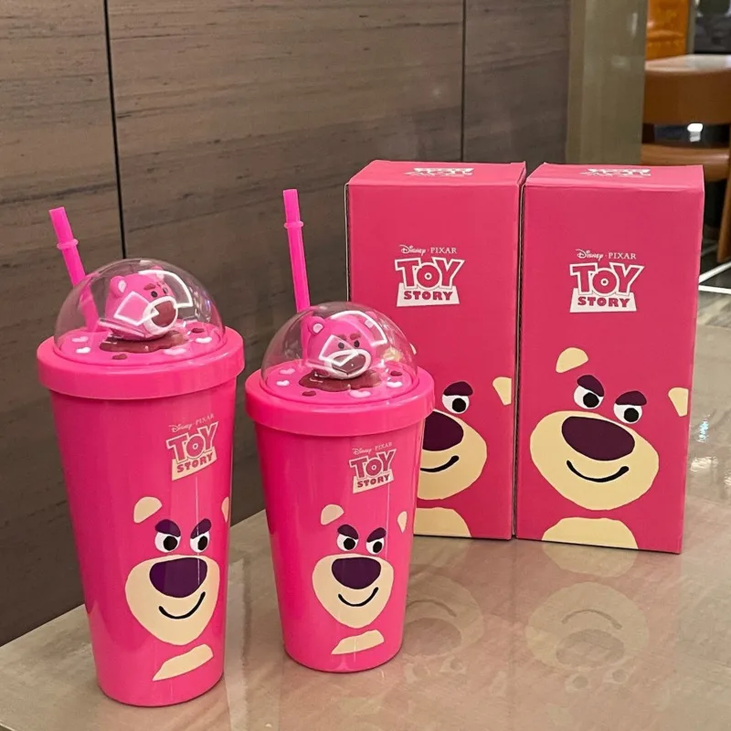 

Соломенная чашка для воды Disney Lotso, 500/750 мл, мультяшная чашка для воды, соломенная бутылка, милый пластиковый портативный чайник из аниме, прекрасный подарок для девушки