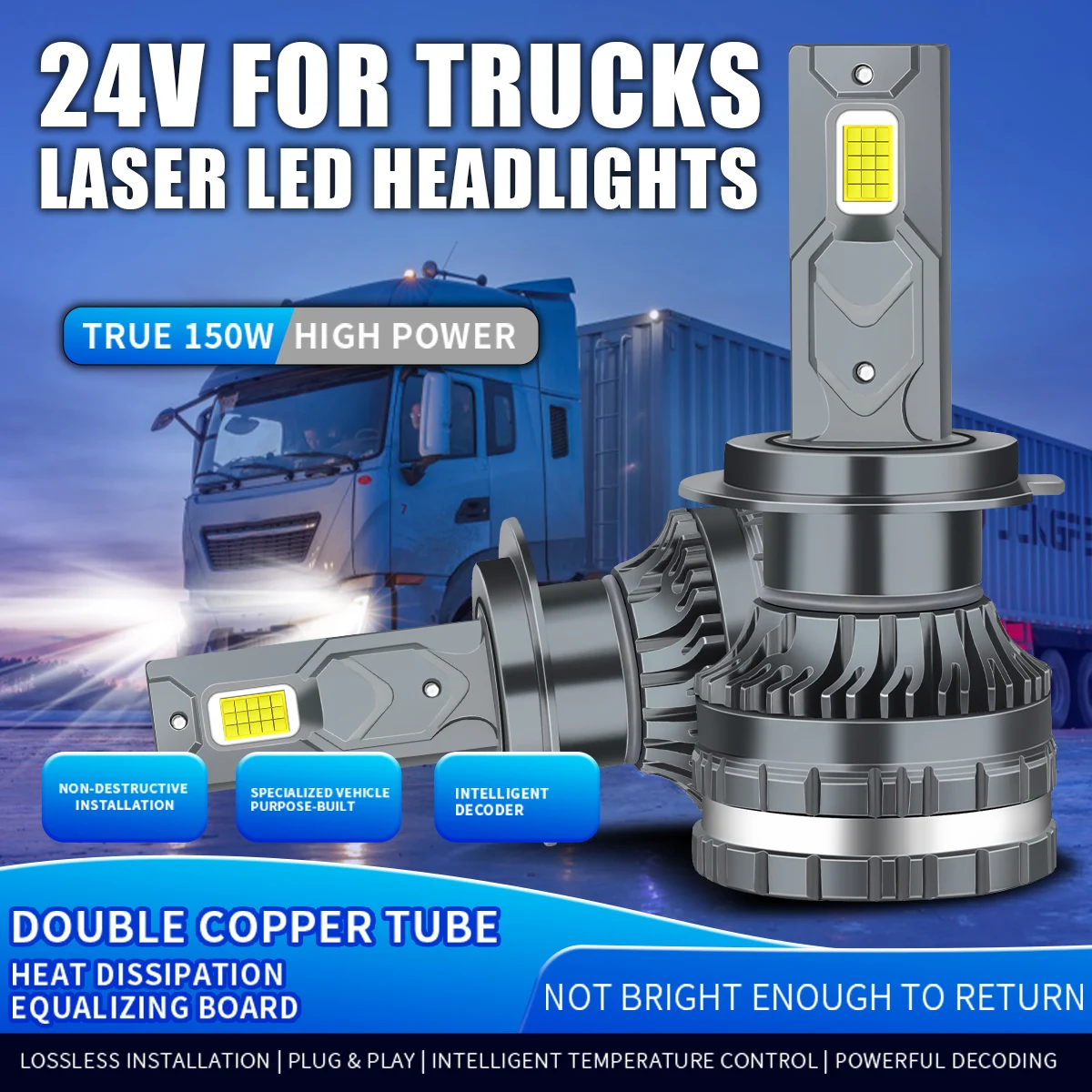 

2PCS 24V Truck LED H7 Фара h7 светодиодная лампа h1 светодиодная h3 светодиодная фара 24v H4 светодиодная фара Противотуманные фары грузовика Фары дальнего света