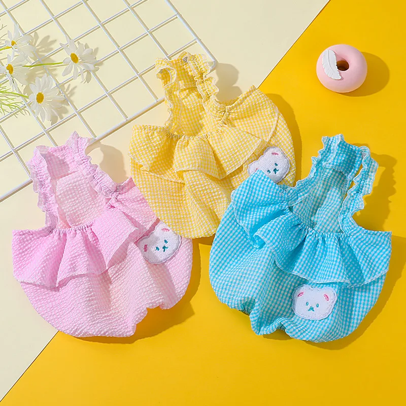 

New Print Pet Dog Clothes Summer Cool Dress Short Skirt for Small Medium Cat Dog Poodle Pug Princess Style Embroidery Skirt