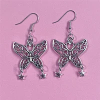 butterfly earrings silver butterfly earrings butterfly dangle earrings minimalist earrings antique silver