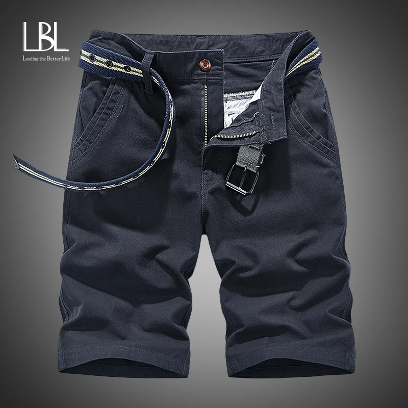 

LBL Navy Cargo Shorts Men Summer Cargo Shorts 2022 Fashion Clothing Men Bottoms Military Style Men Casual Shorts Homme Cotton