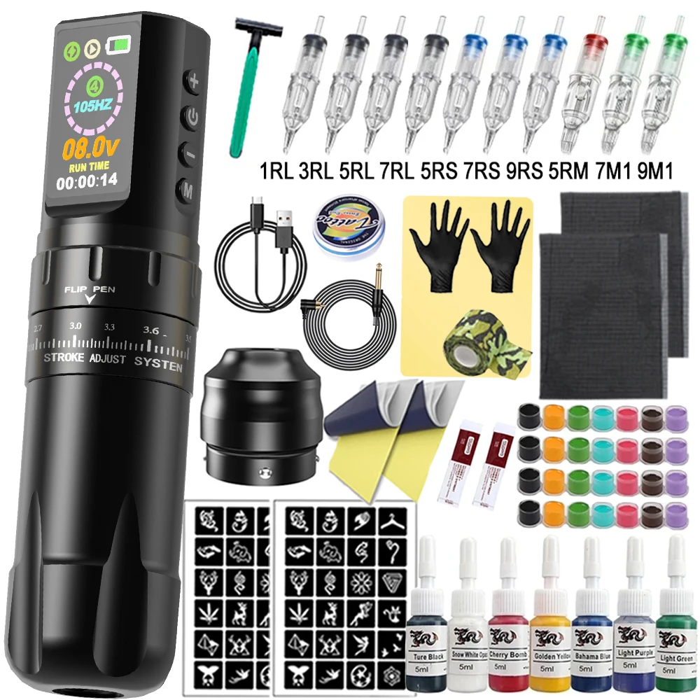 Полный комплект беспроводной тату-машинки вращающаяся Регулируемая