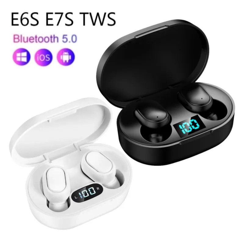 

E6S Wireless Bluetooth Earphones Earset Stereo Headphones Sport Noise Cancelling E7S Headset A6 Lite Earbuds for Redmi iphone