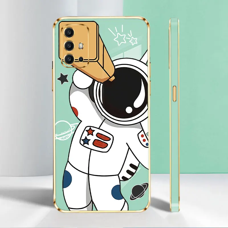 

Phone Case Funda for Motorola Moto G30 G10 G50 G60 E7 G8 G9 Play Plus E6s Telescope Astronaut Space Travel Gold Plating TPU