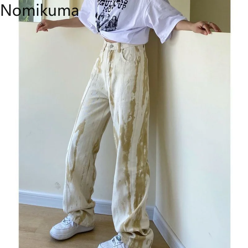 

Nomikuma Women Pants Spring Autumn High Waist Wide Leg Halo Dyeing Pantalones De Mujer Harajuku Retro Fashion Women Clothing