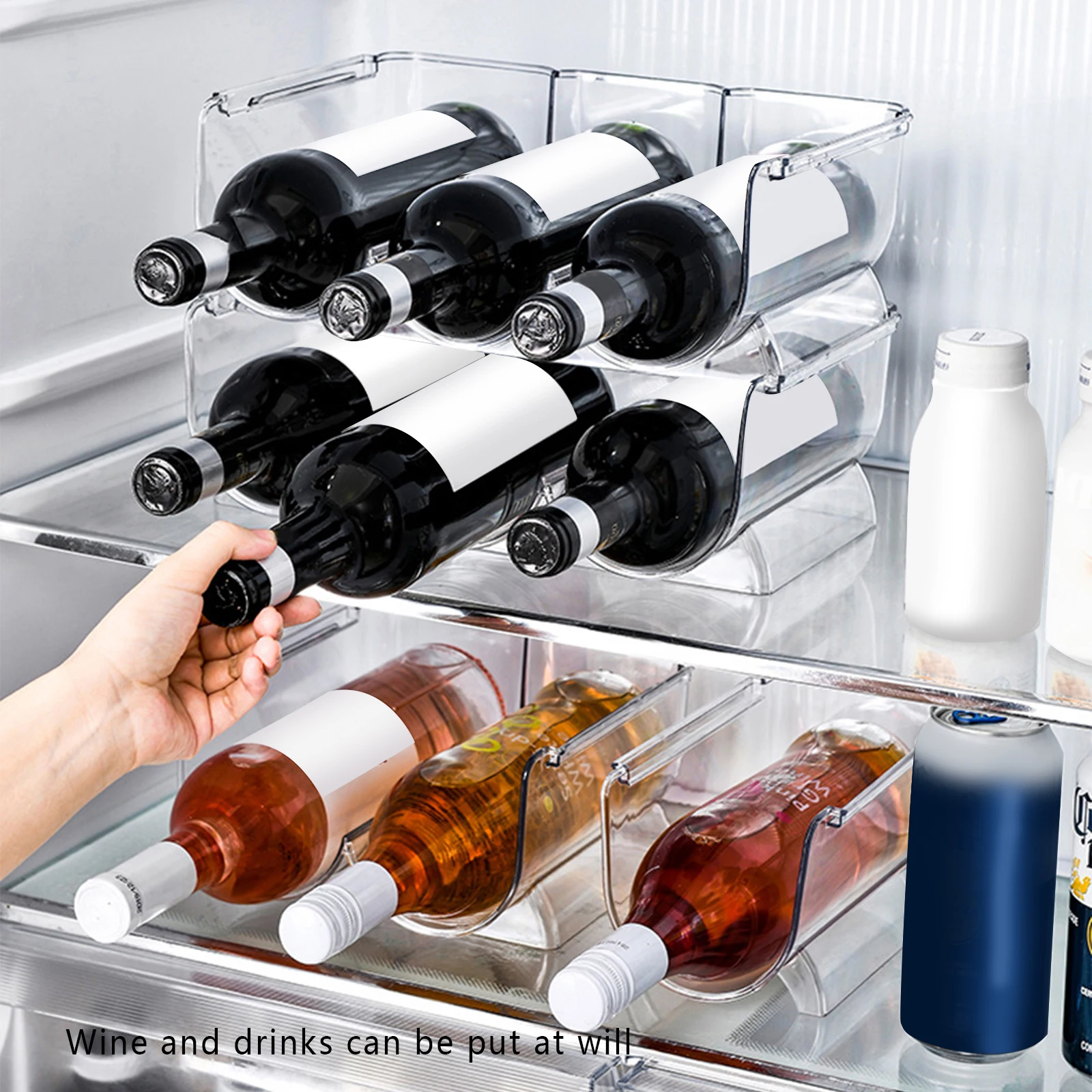 

Wine Rack, Stackable Bottle Organizer for Pantry Countertop Cabinet, Kitchen, Refrigerator, Freezer Holder