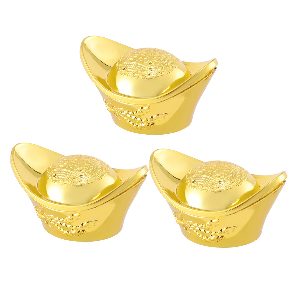 

3 Pcs Simulation Gold Ingot Makeup Toy Luck Yuan Bao Cashier Fortune Plastic Golden Ingot Child