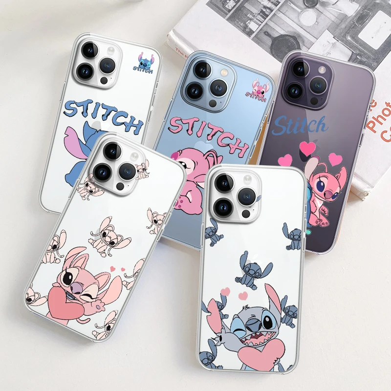 

Lilo Stitch Disney Couple For Apple iPhone 14 13 12 11 Pro Max Mini XS Max X XR 7 8 Plus 5S Silicone Transparent Soft Phone Case
