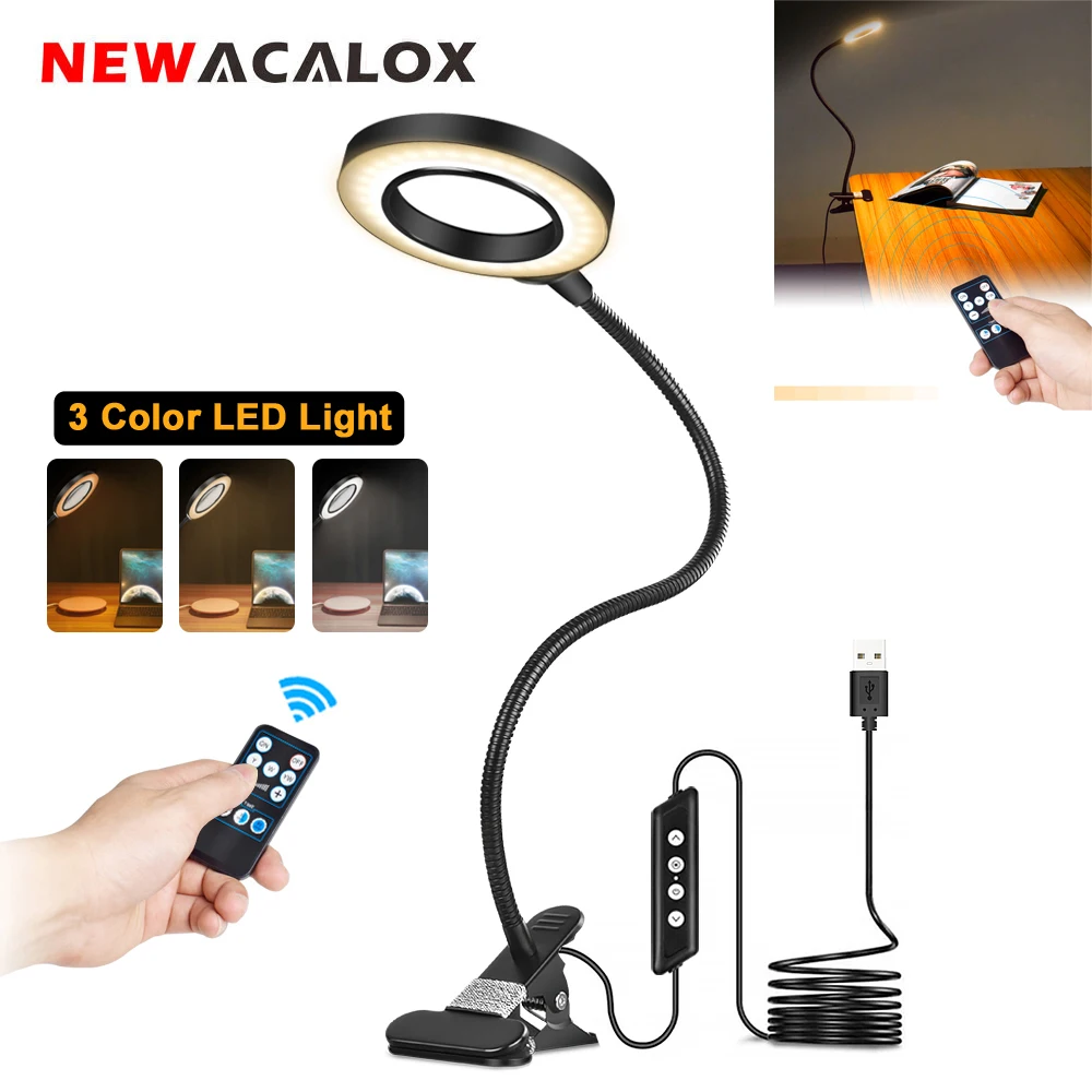 NEWACALOX – lampe de Table télécommandée  pince de bureau  loupe à LED 3X  lampe de bureau USB