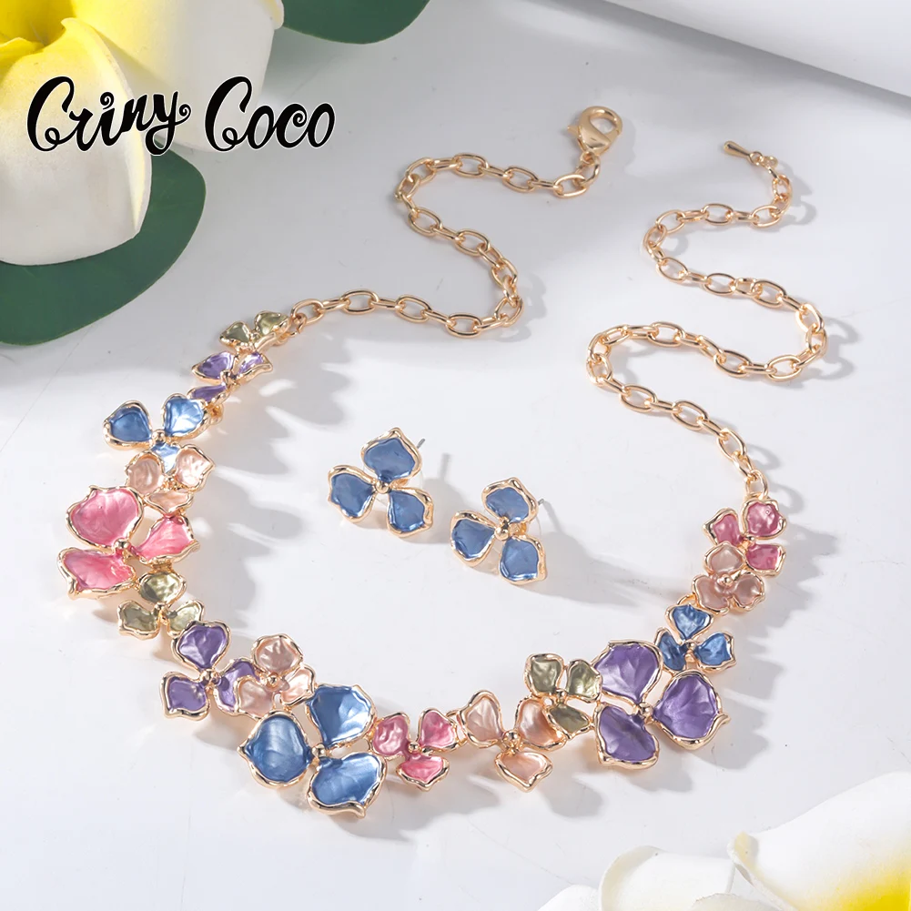 

Cring Coco Multicolor Neck Choker Woman Leaf Necklaces Fashion Enamel Chains Necklace Jewelry Accessories for Women Mother's Day