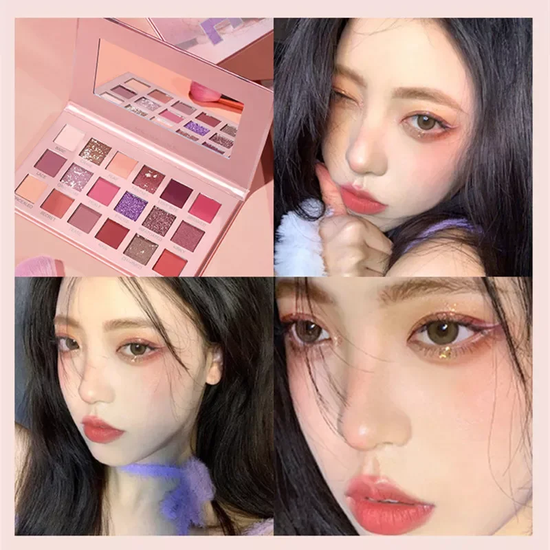 

NEW2023 18 Colors Eyeshadow Pallete Pearly Matte Earth Color Eye Shadows Shiny Sequins Eye Pigments Long Lasting Korean Makeup