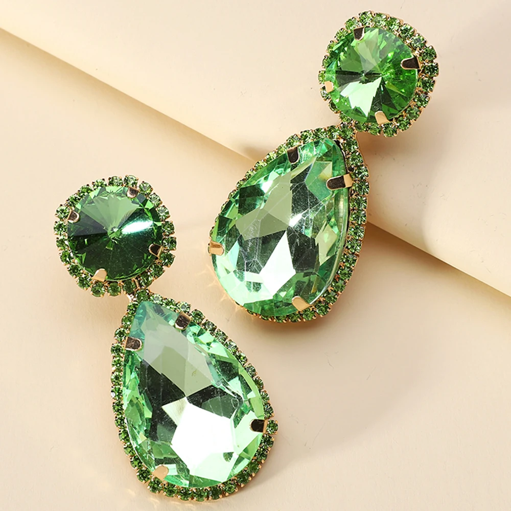 

Luxury High-quality Water Drop Shiny Glass Pendant Women's Earrings Elegant Unique Earrings Personality High-quality Jewelry