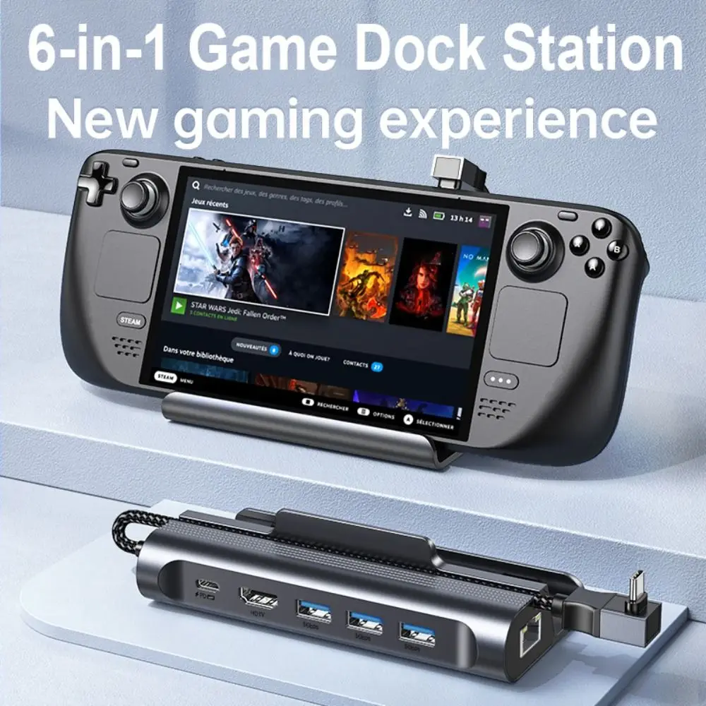 

Док-станция настольная, 4K @ 60 Гц, PD 100 Вт, USB 3,0, Gigabit Ethernet для ROG Ally/Steam Deck