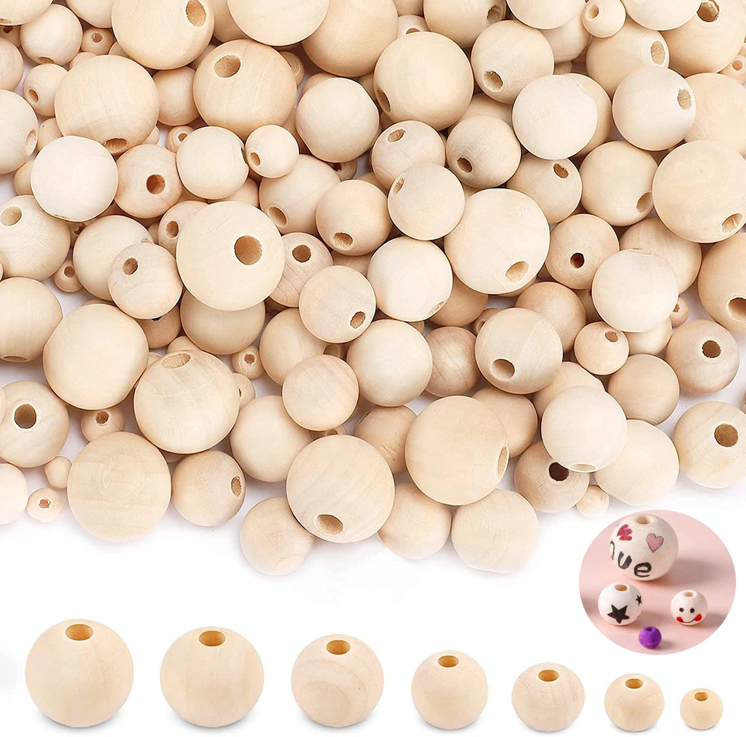 

6-30mm Natural Wooden Spacer Beads Unfinished Round Eco-Friendly Loose Wood Bead For DIY Crafts Jewelry Making Accessories