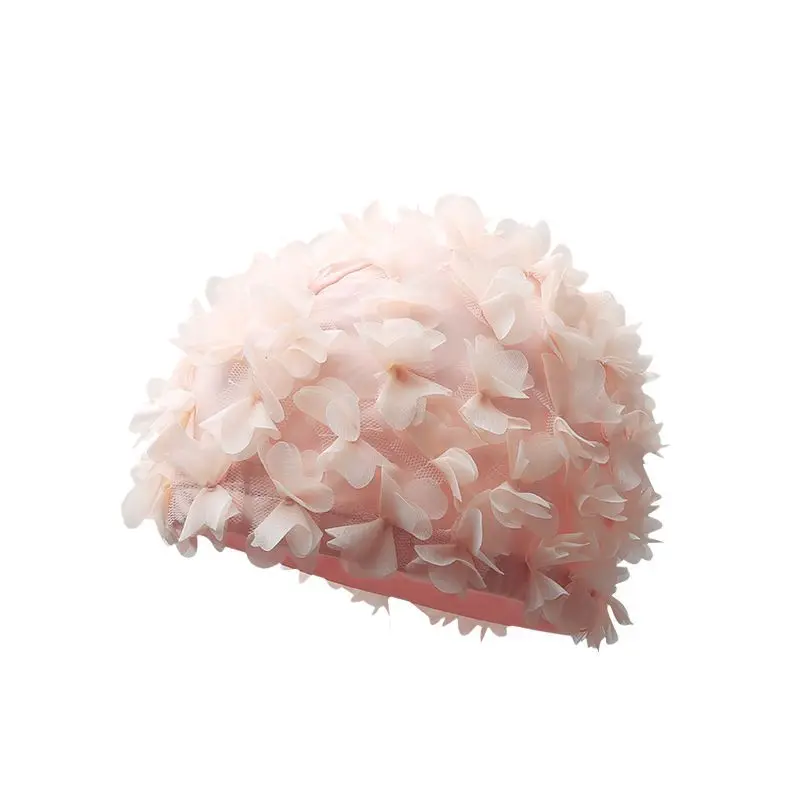 

Women Flowers Petal Cloth Swimming Caps Three-Dimensional Flower Petals Design Swim Cap Ladies Swim Cap for Long Hair