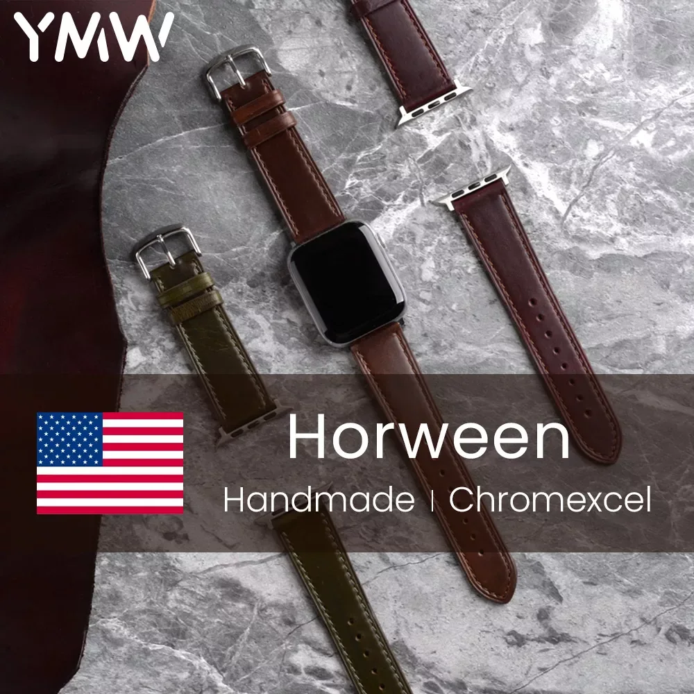 

NEW2023 Horween Chromexcel Strap Watch Band 45mm 44mm 41mm 49mm Handmade Genuine Leather Watchband For iWatch Ultar 8 7 6