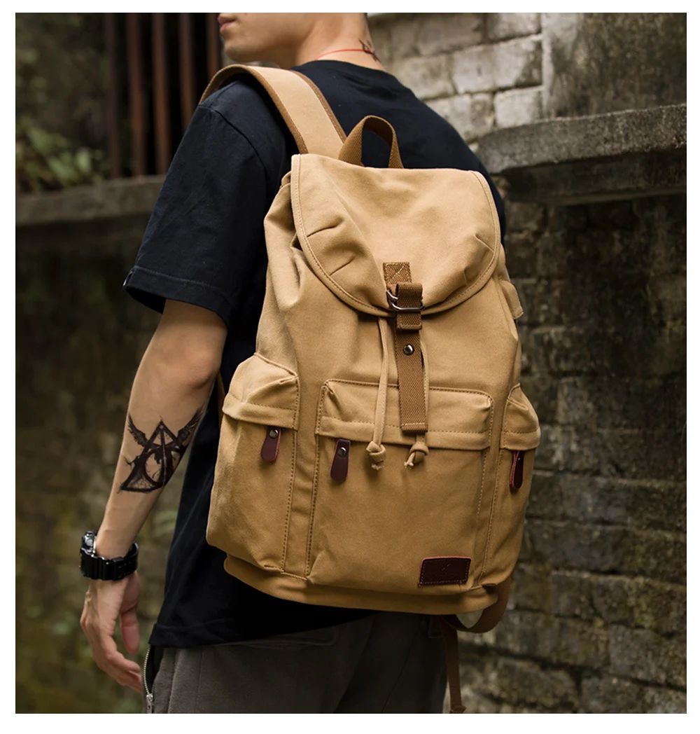 

Холщовый Рюкзак TANGHAO унисекс, винтажный Повседневный ранец для ноутбука 17 дюймов с USB-портом для зарядки, школьный портфель для студентов