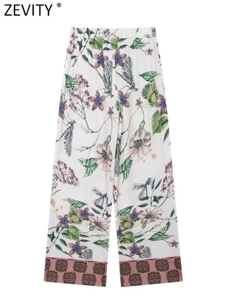 Женские прямые брюки ZEVITY с цветочным принтом