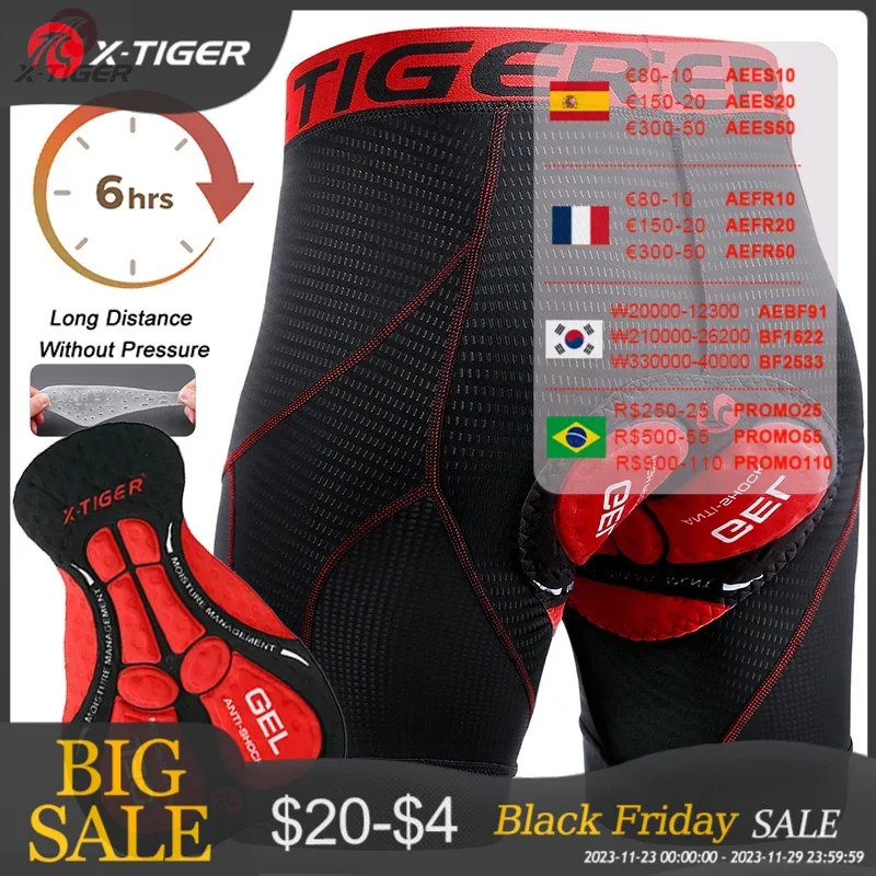 X-TIGER Men's Cycling Shorts Breathable Mesh Cycling Underwear Gel Pad Shockproof MTB Bike Shorts dropshipping Bicycle Underwear