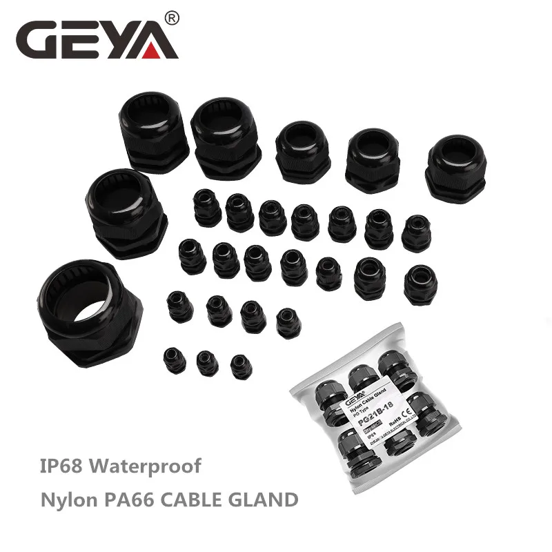 

GEYA Waterproof Cable Gland IP68 Cable Wires Entry PG7 PG9 PG11 PG13.5 PG16 PG21 Nylon Plastic Cable Connector