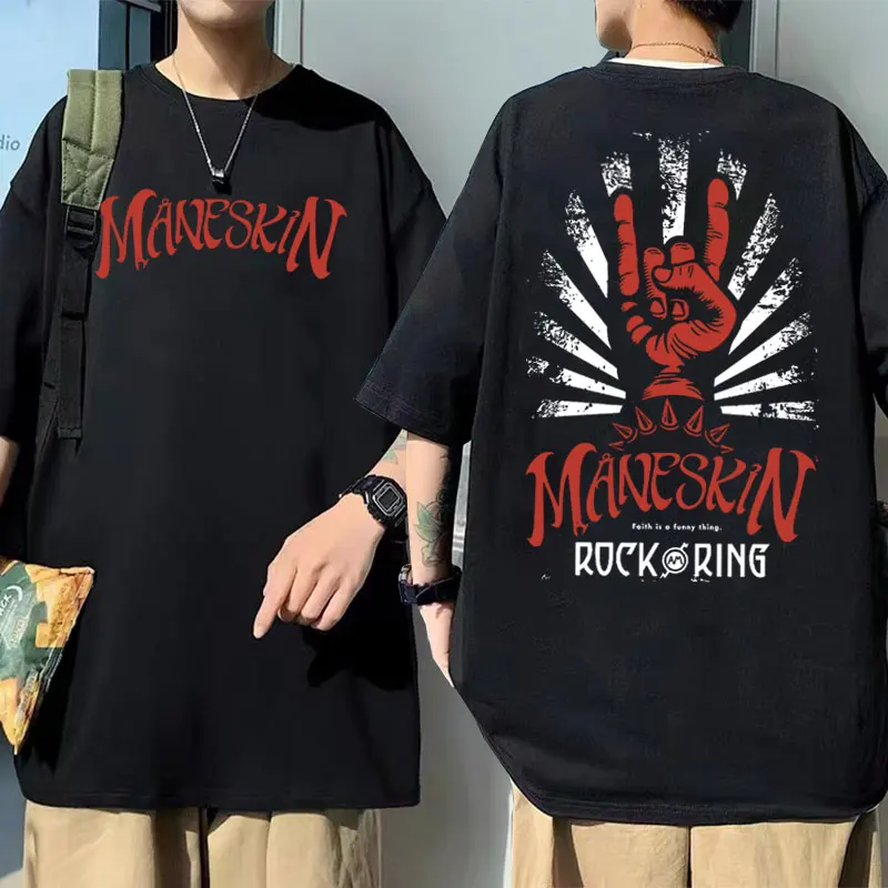 

Maneskin Best Rock Am Ring Tshirt Short Sleeve Italian Punk Rock Band T Shirt Streetwear Men Women Hip Hop Pure Cotton T-shirts