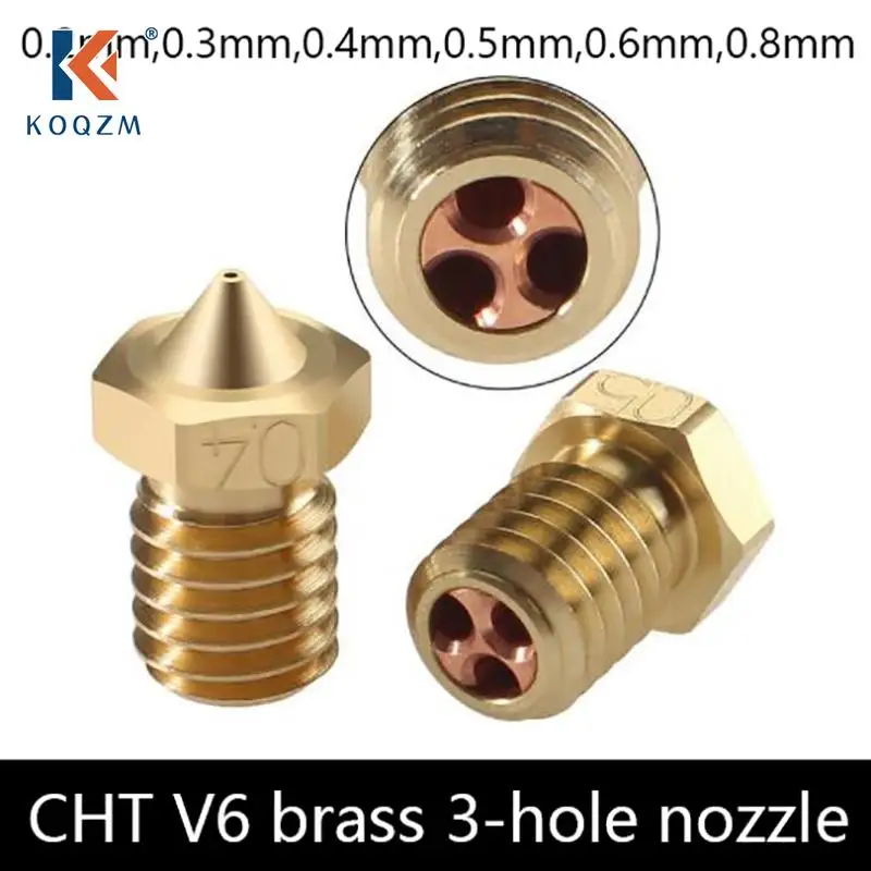 

Nozzle Cht V6 High Flow Nozzles 0.4mm 0.6mm For 3d Printer Accessories Tip Nozzles Three Hole Brass Copper Print Head