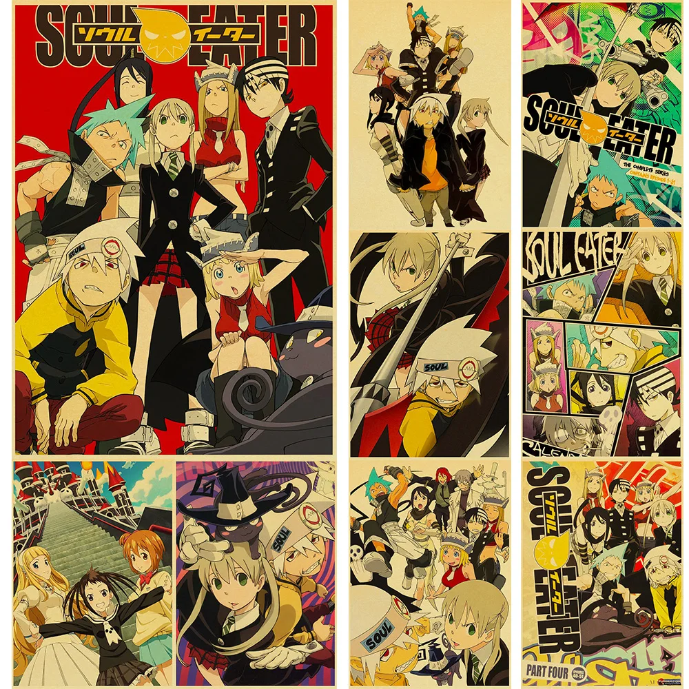 

Soul Eater Kraft Paper Prints Posters Cartoon Exquisite Nostalgia Anime Funny Decoration Chambre 2022 Arrivals Bedroom Painting