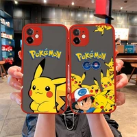 pokemon pikachu ash ketchum phone case for iphone 13 12 11 pro mini max xs x 8 7 plus se 2020 xr matte transparent light red