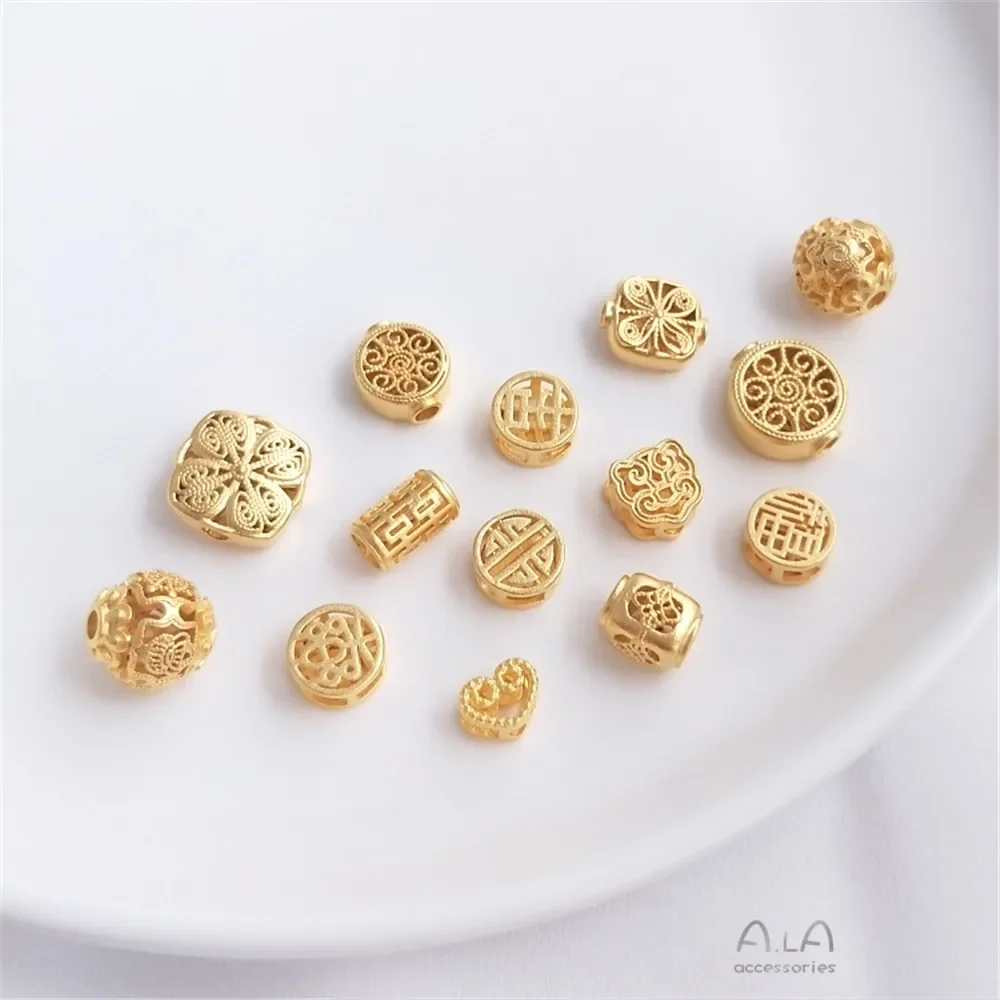 Матовый полый вырез и счастливое счастье двойной персонаж Fu Guille шарик из бисера