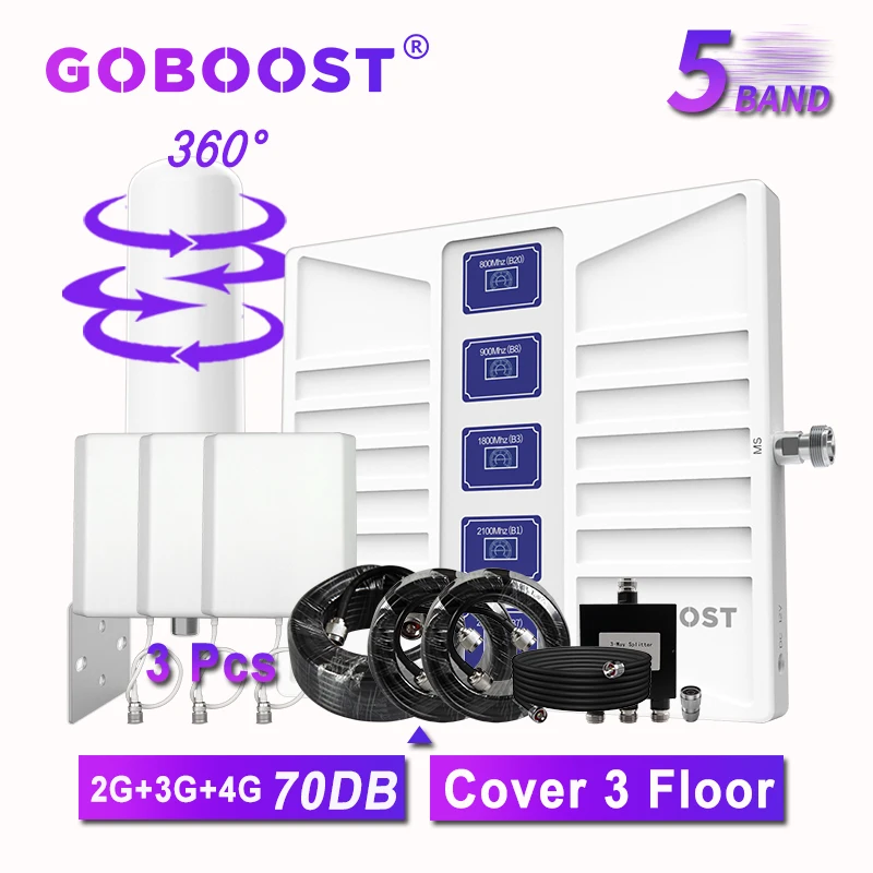 

Усилитель сигнала GOBOOST 800 900 1800 2100 2600 B20, сотовый усилитель сотовой связи B28 LTE 4G 1700 1900 B7 850 GSM 2G 3G ретранслятор