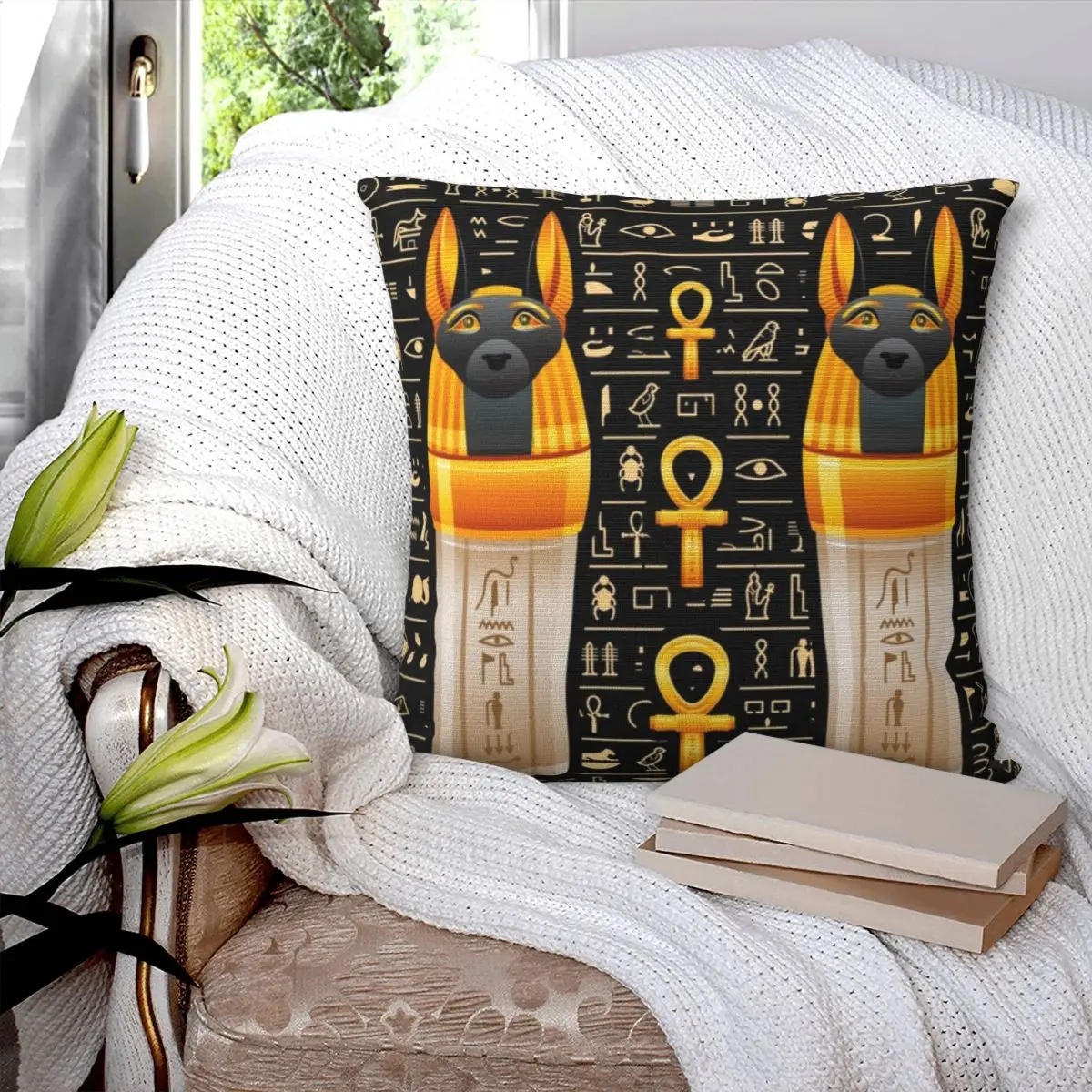 Квадратная наволочка из полиэстера древний Египетский (3) бархатная декоративная