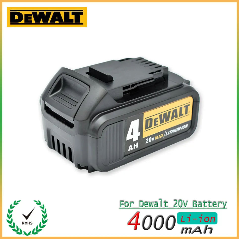 DeWalt 100% Original 20V 4000mAh Rechargeable Power Tools Battery with LED Li-ion Replacement DCB205 DCB204-2 20V DCB206