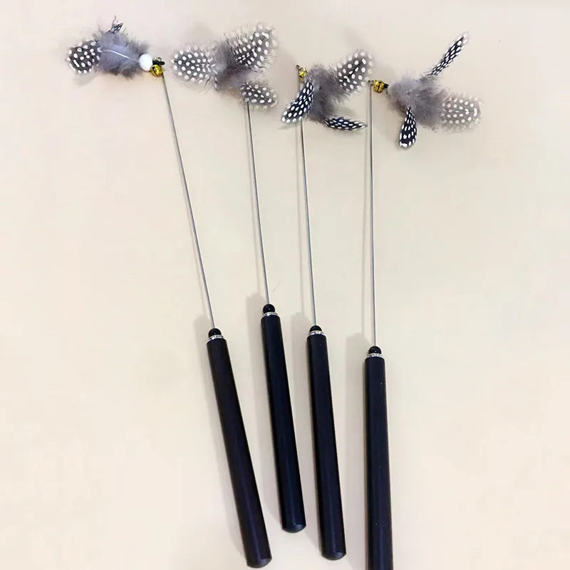 

Interactive Cat Toys Wand With Feather and bell,Interactive Cat Teaser Wand String,Toys for Most Cats and Kittens,3 PCS(Black)