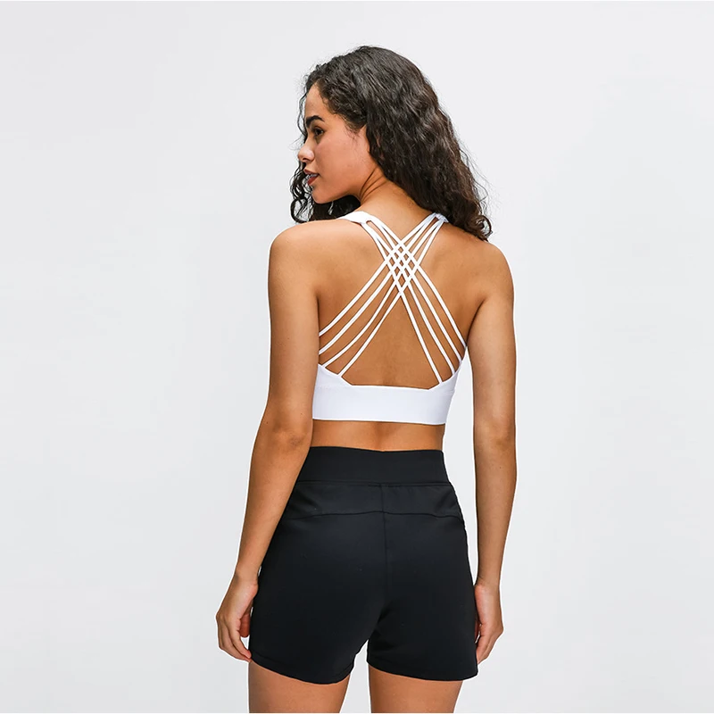 

2022 Cross Straps Running Gym Sport Bras Top Women Widen Hem Backless Push Up Workout Fitness Yoga Crop Tops Brassiere
