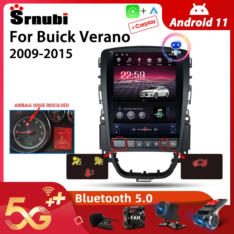 $114.11 Srnubi Android 11 Car Radio for Opel Astra J Vauxhall Buick Verano 2009-2015 Multimedia Video 2Din 4G Head Unit for Tesla Style