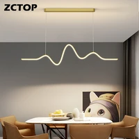 2022 new led restaurant pendant lights strip modern minimalist lighting blackwhitegold long one word restaurant bar table lamp