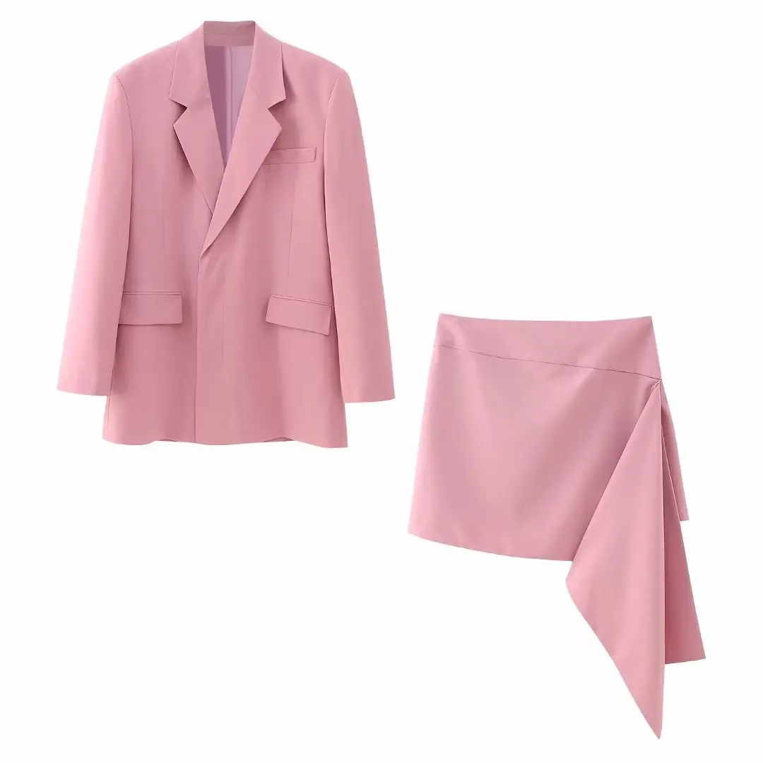 

Women 2023 spring New Fashion Big profile Double Breasted Blazer Coat Vintage Long Sleeve Pockets Female Outerwear Chic