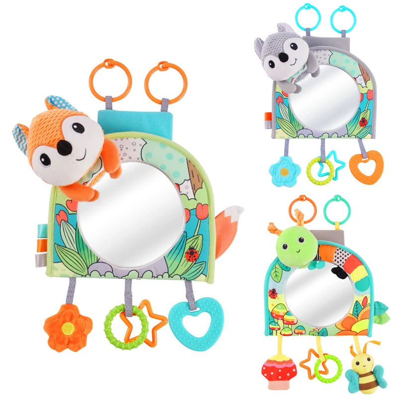 

Baby Stroller Mobile Rattle Pushchair Pram Pendant Cartoon Animal Mirrors for Doll Infants Crib Hanging Bell Educational Sensory