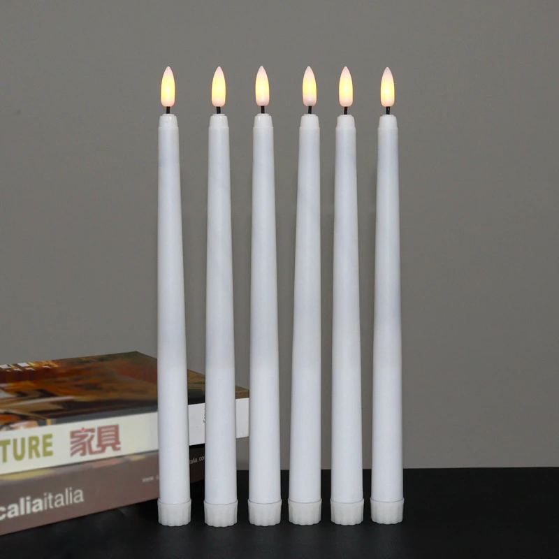

Battery Operated Long-lasting LED Long Pole Candle Light Warm White Flameless Taper Candles For Wedding Party Table Decor