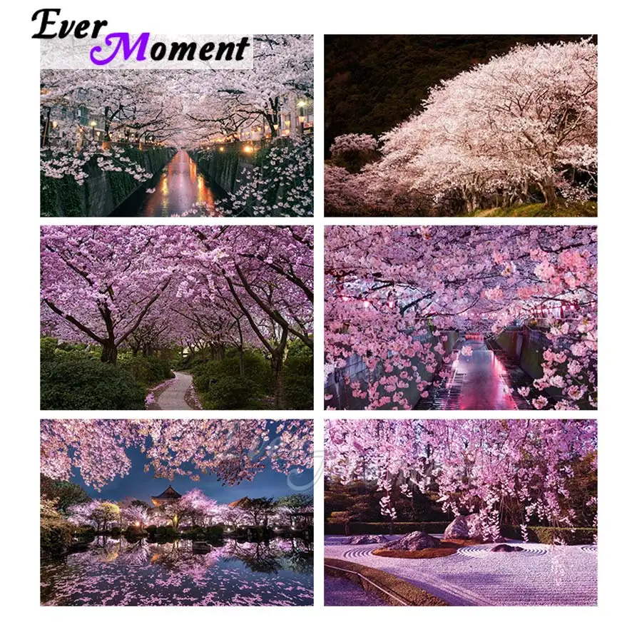 Ever Moment алмазная живопись ночная улица мозаика наборы для вышивки крестом розовый