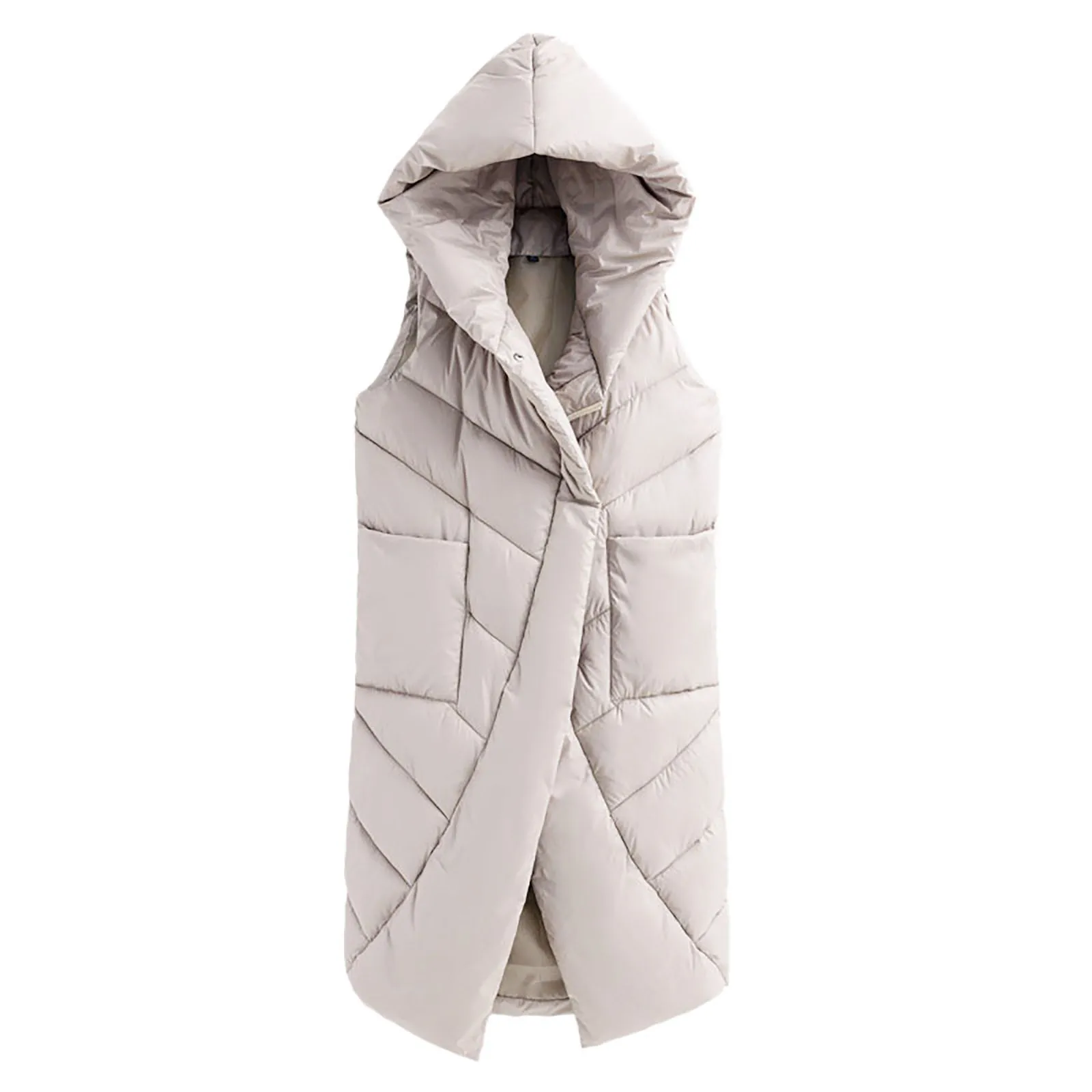 Womens Vest Hooded Padded Coat Winter Warm Down Vest Women's Big Pocket Jacket Outwear Fashion Casual Streetwear Female Outwear