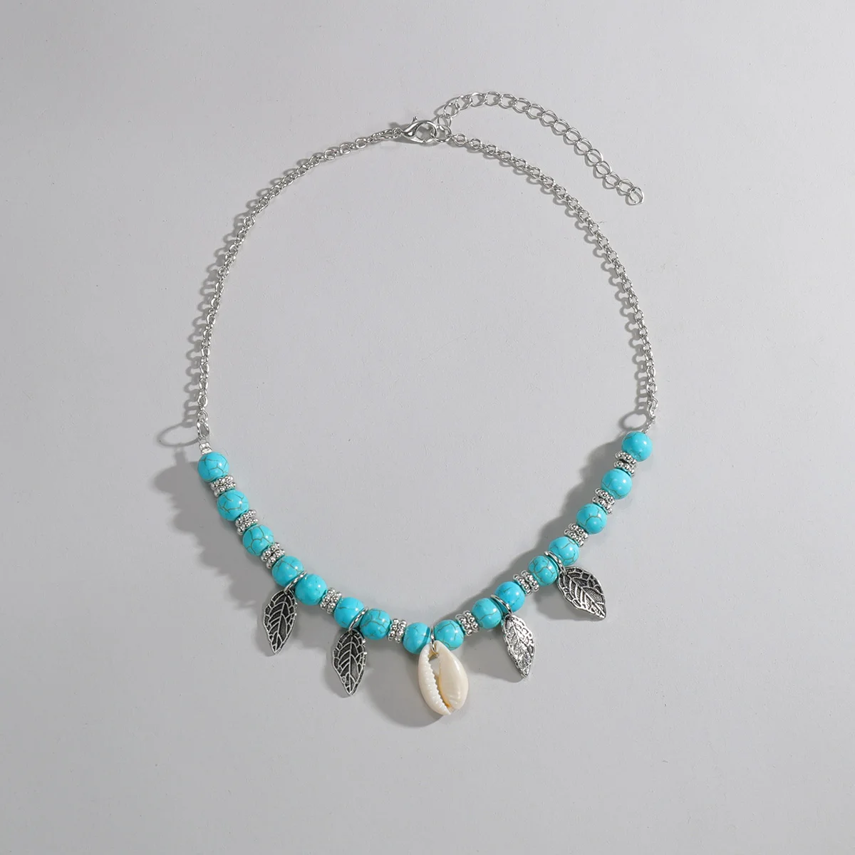 Отдых в ретро-стиле turquesa счеты hojas flecos concha colgante de dama collar