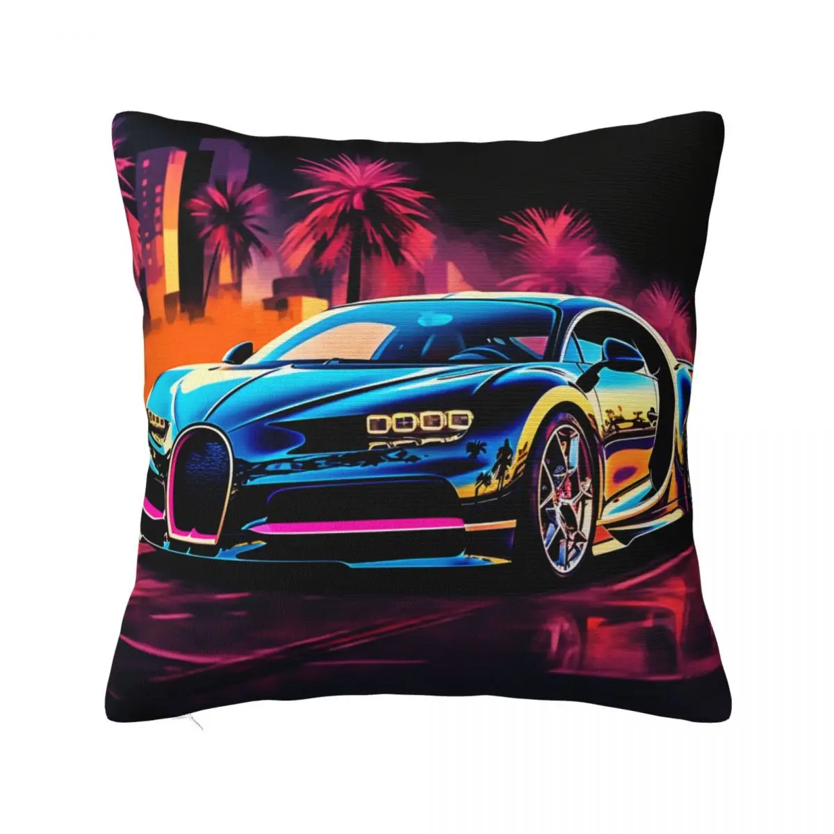 

Sports Car Pillow Case Cartoon Graffiti Polyester Sofa Pillowcase Zipper Summer Colored Cover