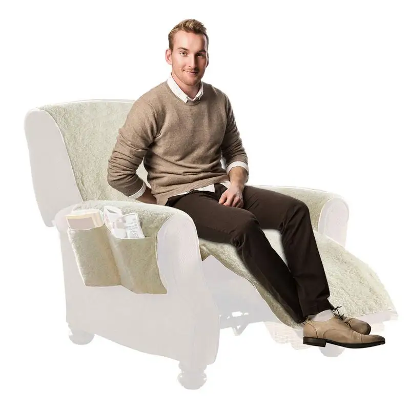 

Quilted Plush Recliner Chair Cover Recliner Sofa Slipcover With Pockets Recliner Couch Cover For Living Room Secure With Elastic